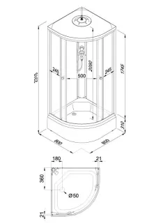 Душевая кабина Triton Вельвет Щ0000064623 80x80 см профиль белый стекло матовое